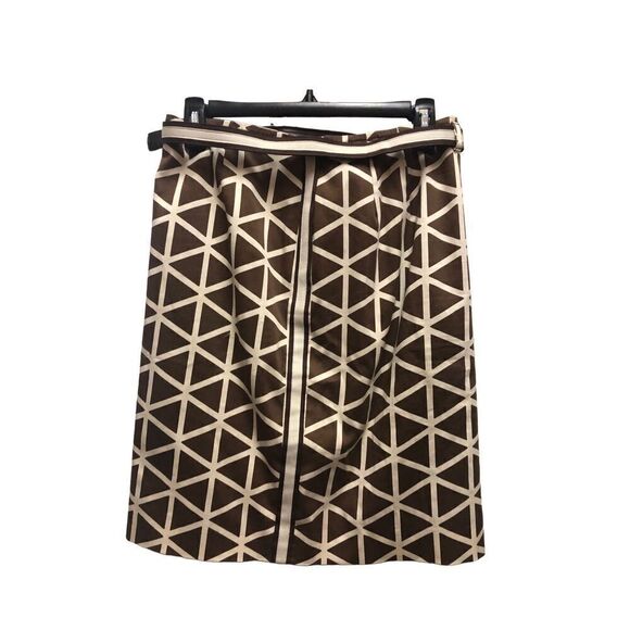 Worth Women’s Brown and Cream Triangle Pattern Top of Knee Length Skirt Size 4 - Picture 2 of 8